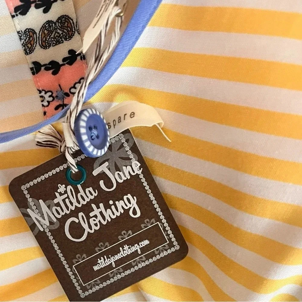MATILDA JANE On My Mind Women's Short Sleeve Loose Fit Striped Top Medium | NWT - Picture 7 of 7